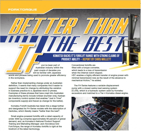 Komatsu Forklifts  - Better than the Best - Feature Article Feb 2016